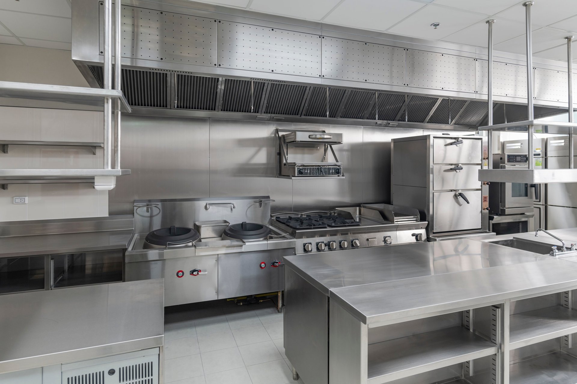 Professional kitchen with restaurant equipment